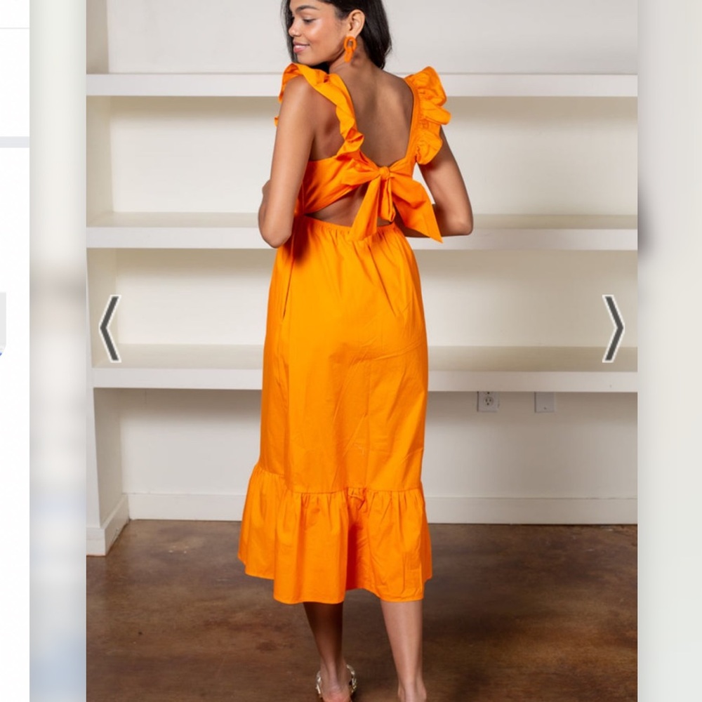 Adelyn Rae Orange Ruffle Poplin Dress - Picture 6 of 7